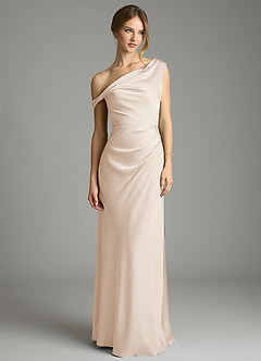 Azazie Emerson Abiti da Damigella Abito Sirena in Raso Elasticizzato a Spalla Scoperta Alabastro Bianco image4