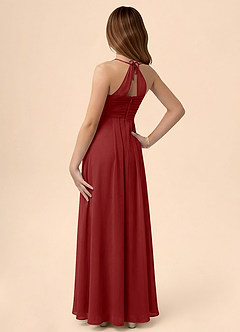 Azazie Ginny Junior Rust A-Line Pleated Chiffon Dress image2