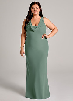 Azazie Rylina Jurken voor bruidsmeisjes Jurk van Chiffon met Zeemeermin Geplooid Eucalyptus image7