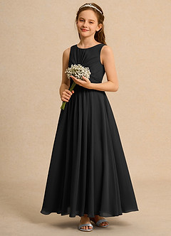 Azazie Ducky Girl Flower Girl Dresses Black A-Line Pleated Chiffon Dress image6