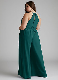 Azazie Kenzi Bridesmaid Dresses Peacock Pleated Chiffon Jumpsuit image9