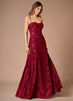 Thalyn Ruby Red Long Prom Dress image3