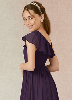 Azazie Mango Junior Plum A-Line Ruched Chiffon Dress image5