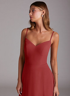 Azazie Marley Bridesmaid Dresses Rust A-Line Off the Shoulder Chiffon Convertible Dress image2