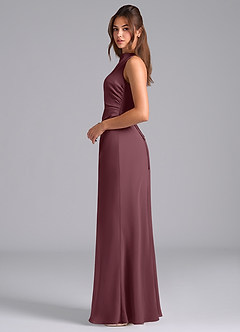 Azazie Evadne Abiti da Damigella Abito A-Line in Chiffon Plissettato Sangria image6