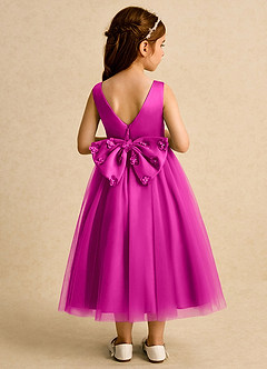 Azazie Malva Flower Girl Dresses Fuchsia Ball-Gown Bow Tulle Dress image2