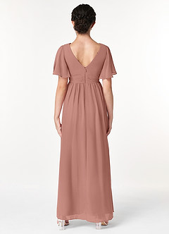Azazie Temeka Junior Cedar Rose A-Line Pleated Chiffon Dress image2