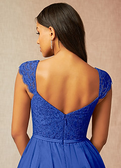 Azazie Luxi Bridesmaid Dresses Royal Blue A-Line Pleated Tulle Dress image5