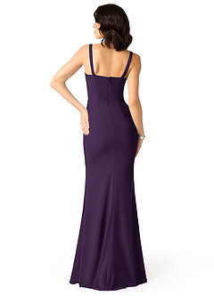 Azazie Gianetta Bridesmaid Dresses Plum Mermaid Side Slit Stretch Crepe Dress image2