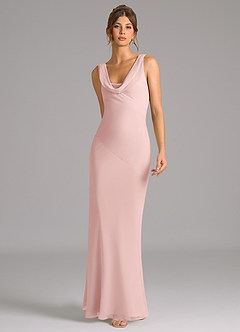 Azazie Rylina Bridesmaid Dresses Powder Pink Mermaid Pleated Chiffon Dress image3