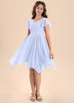 Azazie Janeaurelia Junior Abito A-Line in Chiffon Plissettato Lavanda image4