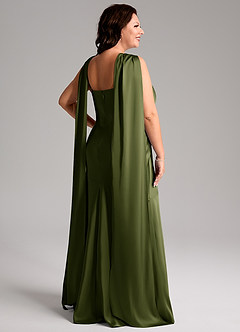 Azazie Kinsley Bridesmaid Dresses Olive Mermaid Side Slit Stretch Satin Dress image9
