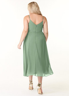 Azazie Clarissa Bridesmaid Dresses Matcha A-Line V-Neck Chiffon Dress image8
