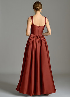 Azazie Verina Abiti da Damigella Abito A-Line in Raso Elasticizzato Plissettato Terracotta image6