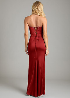 Azazie Sorrel Bridesmaid Dresses Pomegranate Mermaid Strapless Stretch Satin Convertible Dress image2