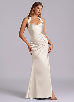 Azazie Destiny Bridesmaid Dresses White Alabaster Mermaid Sweetheart Neckline Stretch Satin Dress image3
