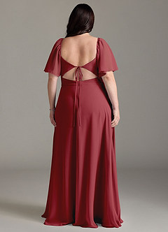Azazie Chloe Bridesmaid Dresses Pomegranate A-Line Sweetheart Neckline Chiffon Dress image8