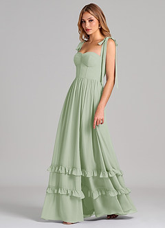 Azazie Anastacia 신부 들러리 드레스 A라인 스윗하트 네크라인 쉬폰 바닥 길이 드레스 image5