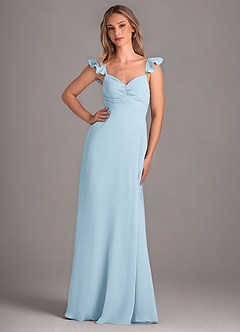 Azazie Kaylyn Bridesmaid Dresses Sky Blue A-Line Ruched Chiffon Dress image1
