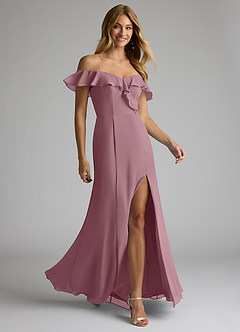 Azazie Sophie Bridesmaid Dresses Vintage Mauve A-Line Off the Shoulder Chiffon Convertible Dress image4