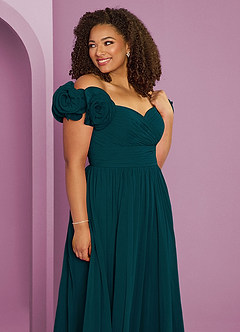 Barbie ♥ Azazie Bridesmaid Dresses Pine A-Line Off the Shoulder Chiffon Convertible Dress image13
