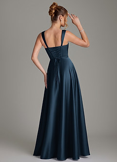 Azazie Azaria Bridesmaid Dresses Dark Navy A-Line Corset Stretch Satin Dress image5