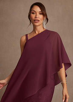 Azazie Wilma Mother of the Bride Dresses Cabernet Sheath One Shoulder Floral Burnout Dress image5