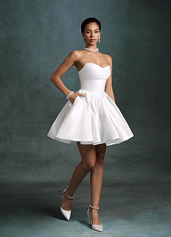 Azazie Daivey Vestidos de novia Vestido Diamante Blanco de Satin Mate de Corte Princesa con Palabra de honor image3
