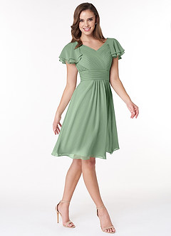Azazie Hadley Final Sale A-Line Pleated Chiffon Knee-Length Dress image5