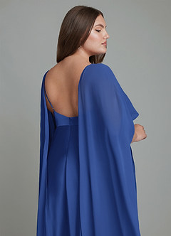 Azazie Stefania Vestidos de damas de honor Vestido Azul Real de Satén Elástico de Línea A image15