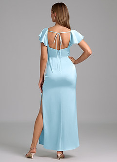 Azazie Demia Bridesmaid Dresses Sky Blue Sheath Sweetheart Neckline Stretch Satin Dress image6