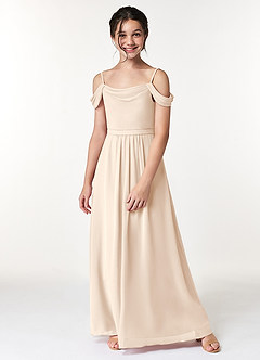 Azazie Alivia Junior White Alabaster A-Line Off the Shoulder Chiffon Dress image5