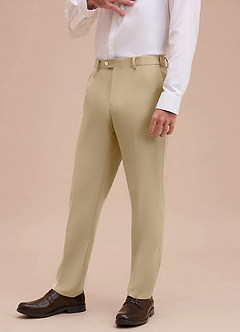 front Ethan Champagne Refined Weave Dress Pants