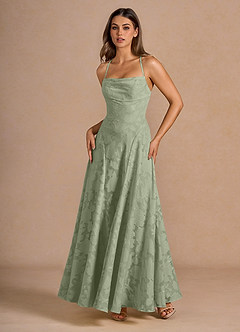Marlo Agave Green A-Linien Maxikleid mit floralem Burnout-Muster image3