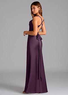 Azazie Hati Bridesmaid Dresses Plum Mermaid Stretch Satin Dress image6