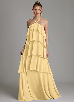 Azazie Deena Bridesmaid Dresses Butter A-Line Ruched Chiffon Dress image4