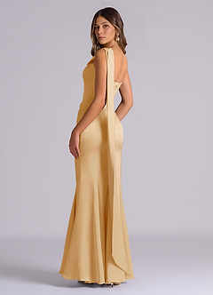 Azazie Inara 신부 들러리 드레스 인어 주름진 스트레치 새틴 바닥 길이 드레스 image6