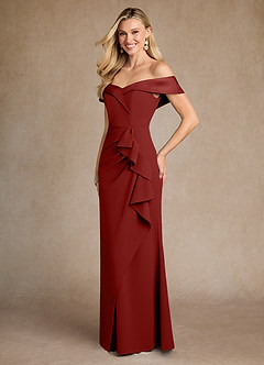 Azazie Laredo Mother of the Bride Dresses Terracotta Mermaid Off the Shoulder Stretch Crepe Dress image5