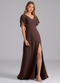 Azazie Ambrosia Jurken voor bruidsmeisjes Jurk van Chiffon met A-Lijn Geplooid Ganache image5