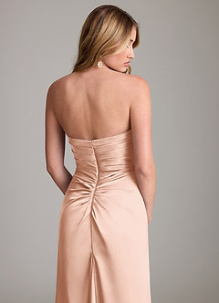Azazie Lucille Vestidos de damas de honor Vestido de Oro Rosa de Satén Elástico de Corte Sirena Convertible con Sin tirantes image7