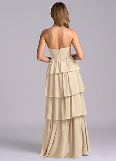 Azazie Faye Robes de demoiselle d'honneur Robe Trapèze en Mousseline de soie Encolure en Forme de Cœur Champagne image7