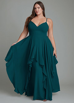 Azazie Zaina Abiti da Damigella Abito A-Line in Chiffon Pino image7