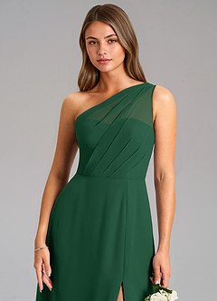 Azazie Phaedra Brautjungfernkleider A-Linie One-Shoulder Chiffon Kleid Dunkelgrün image8
