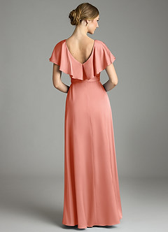 Azazie Lainey Bridesmaid Dresses Coral A-Line with Pockets Stretch Satin Dress image7
