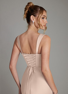 Azazie Agustina Brautjungfernkleider Meerjungfrau-Linie Korsett Stretch-Satin Kleid Englisches Rosa image6