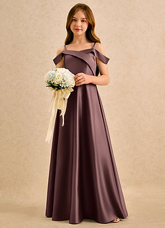 Azazie Jupie Girls Formal Vente finale Robe Trapèze en Mat Satiné Plissée Blushing Pink image4
