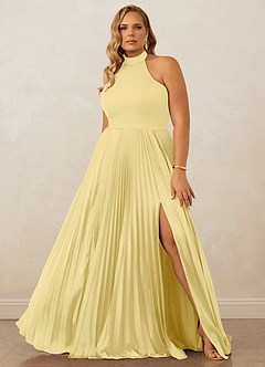 Christian Siriano Bridal for Azazie 1007 Brautjungfernkleider A-Linie Plissee Stretch-Satin Kleid Zitronensorbet image8