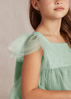 Azazie Kalio Flower Girl Klänningar Klänning A-Linje i Tyll med ärmar image3