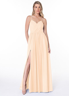 Azazie Cora Bridesmaid Dresses Pearl Pink A-Line Pleated Chiffon Dress image1