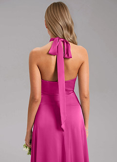 Azazie Tracie Brudtärnklänningar Klänning av A-Linje i Stretch Satin Sidoslits Fuchsia image7
